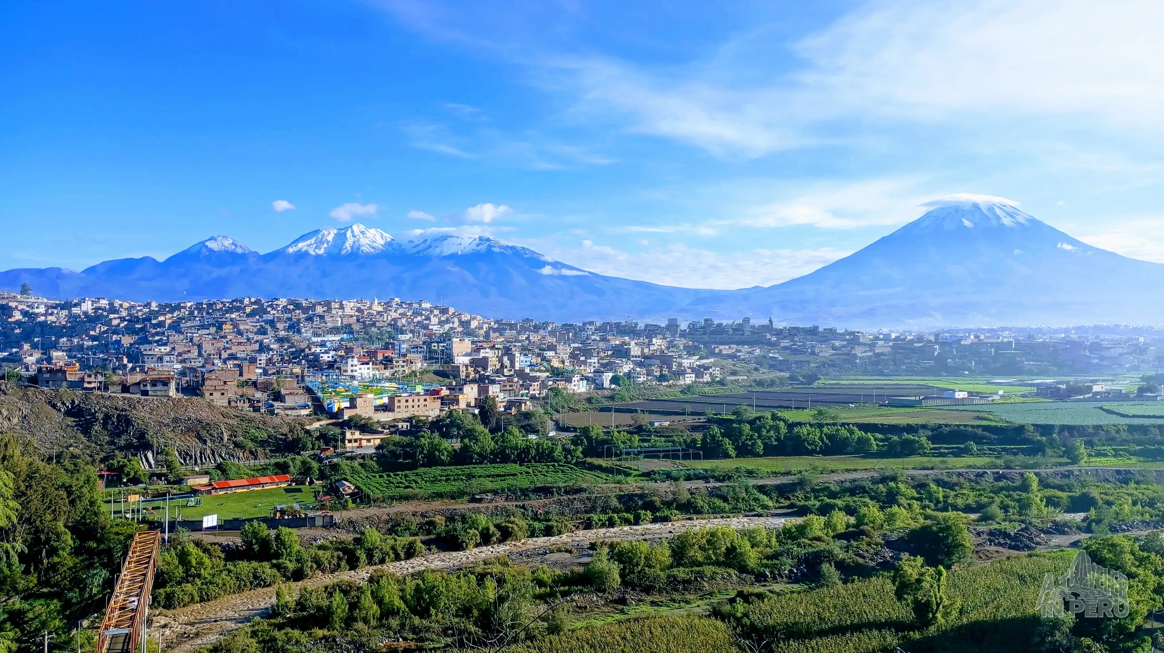 Panoramic view of Arequipa and its volcanoes