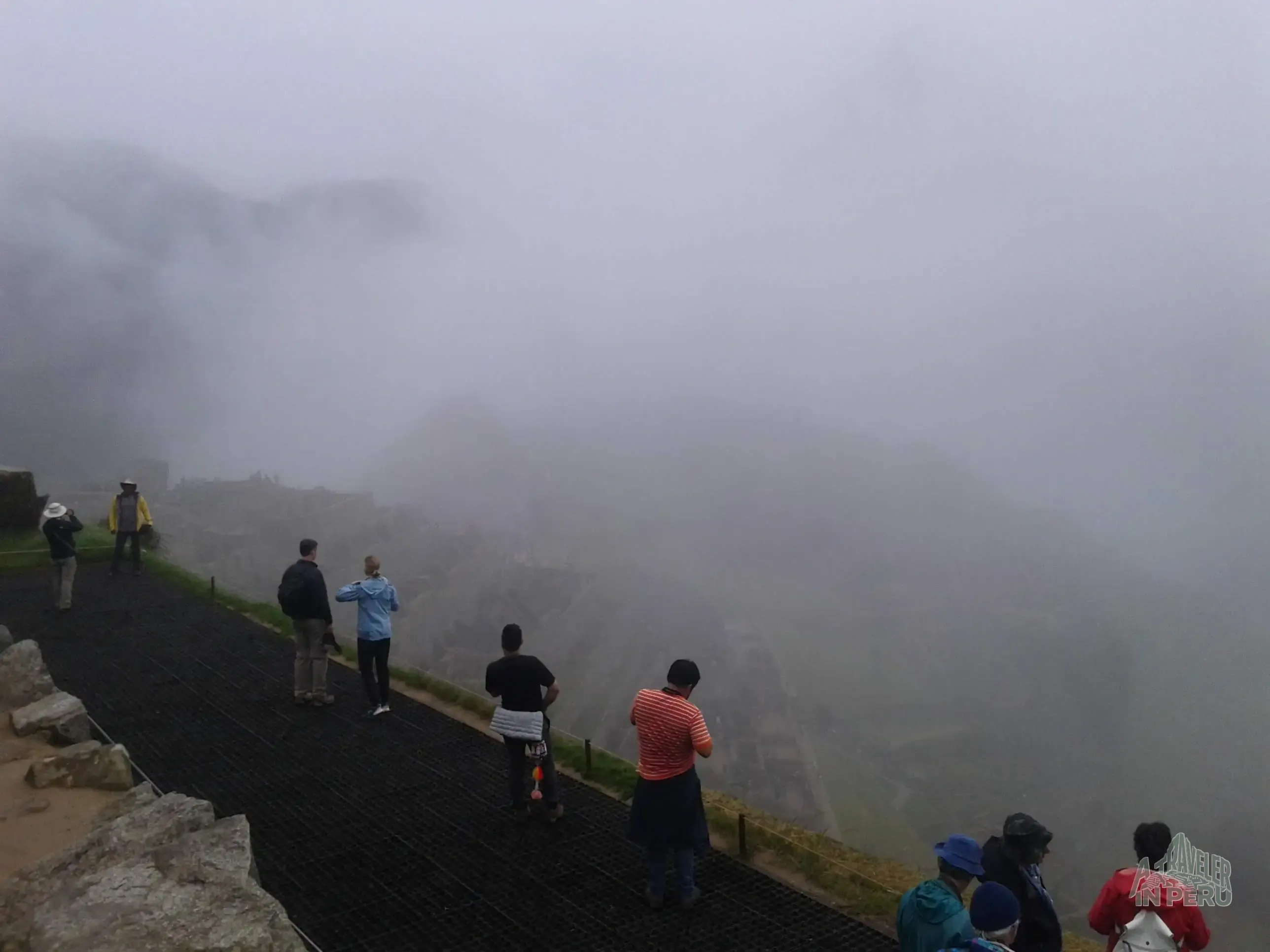 Hike under the dense fog